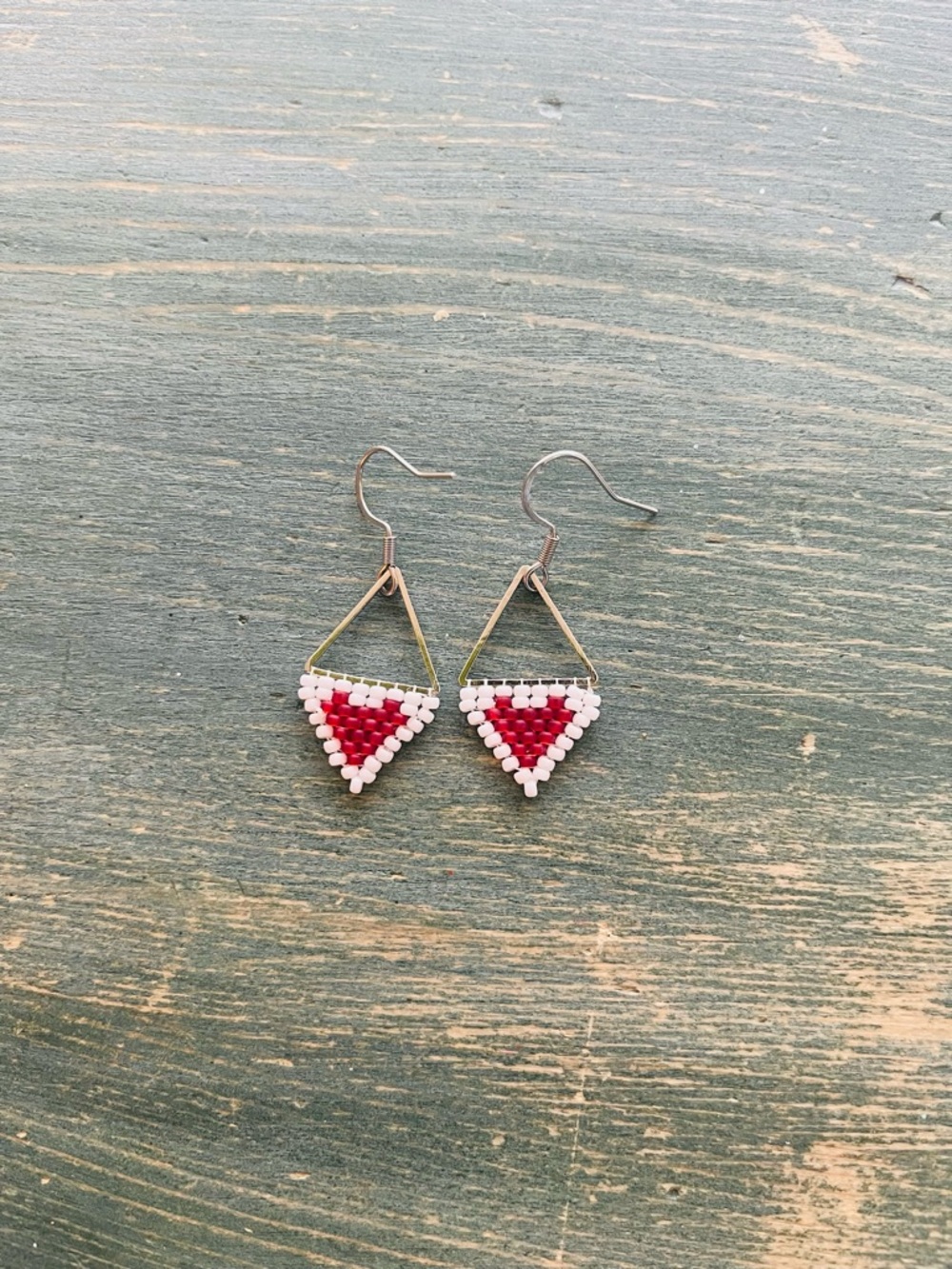 Brand New Beaded Heart Earrings